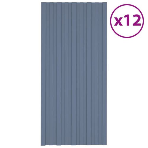 Vidaxl Panneaux De Toiture 12 Pcs Acier Galvanisé Gris 100x45 Cm