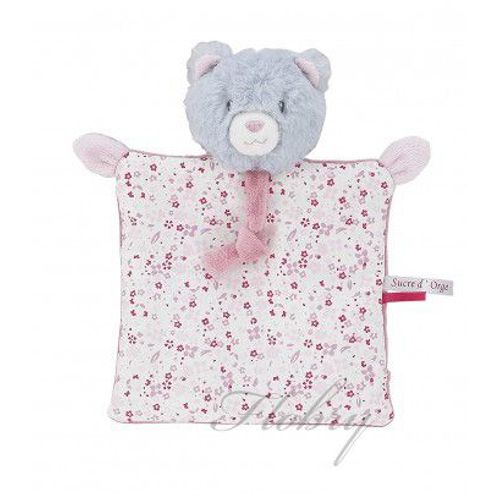 Doudou Chat Rose Gris Fleurs Roses Tetinou Attache Tetine Sucette Peluche Jouet Bebe Ours Papillons