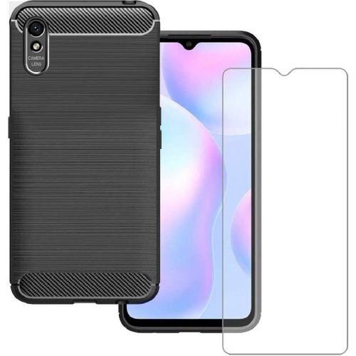 Coque Pour Xiaomi Redmi 9a Redmi 9at + Verre Trempé, Coque D'absorption Des Chocs, Housse En Silicone Tpu Xiaomi Redmi 9a Redmi 9at