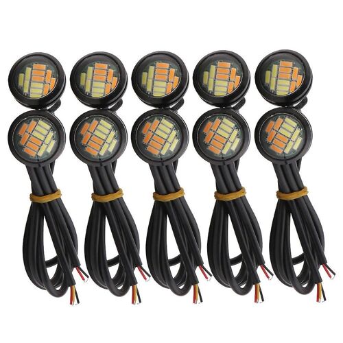 10 Pcs 12v 23mm Double Couleur Switchback 4014 Smd 12 Led Drl Eagle Eye Jour Lumière De Voiture Moteur Tourner Li