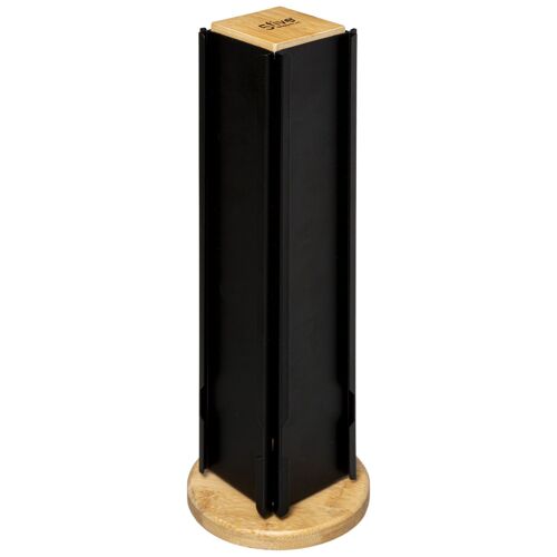 Porte-capsules à café rotatif en bambou et métal pour 24 - Beige et Noir