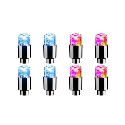2/4/8 Pièces Bouchon De Valve De Pneu Lumières Lumières De Pneu Durables Pour Bouchons De Valve D'air De Voiture Avec Lumières Pour Motos Vélos Véhicules Électriques--4 Blue-4 Colorful