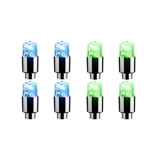 2/4/8 Pièces Bouchon De Valve De Pneu Lumières Lumières De Pneu Durables Pour Bouchons De Valve D'air De Voiture Avec Lumières Pour Motos Vélos Véhicules Électriques--4 Blue-4 Green