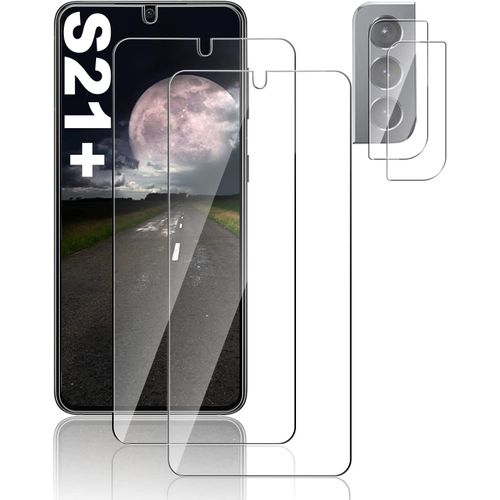 Film Protection Ecran Verre Trempé Samsung S21 Plus, [2 Pièces] [Ultra Claire] [Sans Bulles] [9h Dureté] [Compatible Avec Lecteur D?Empreinte] Pour Samsung Galaxy S21 Plus Verre Trempé