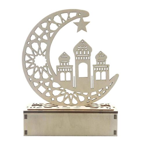 Bois Led Light Palace Eid Mubarak Décor Ramadan Décoration Artisanat Musulman Fournitures Ramadan Decorati