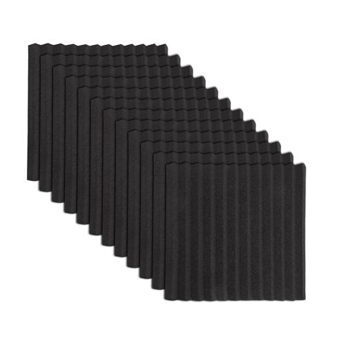12 Pcs Panneaux Acoustiques Noirs Insonorisation Mousse Tuiles Acoustiques Studio Mousse Son 2.5 x 30 x 30cm