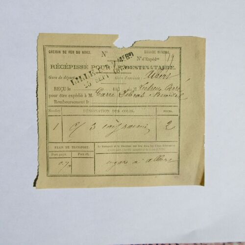 Récépissé Pour Destinataire Des Chemins De Fer Du Nord