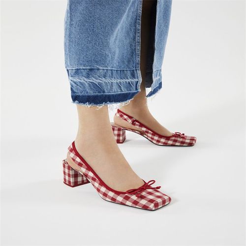 Baotou-Sandales Rétro À Talons Épais Pour Femmes,Chaussures À Bout Carré,Escarpins À Talons Hauts,Printemps,Été,2024 - 35