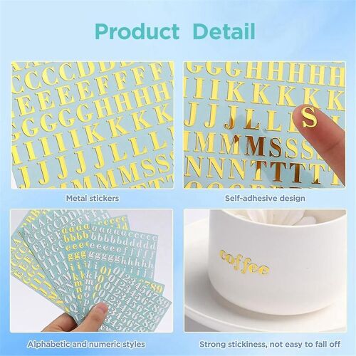 6 Feuilles 9mm Alphabet Numéro Autocollants Mini Lettres Autocollants Glitter Alliage Auto-Adhésif Autocollants Pour Résine Époxy