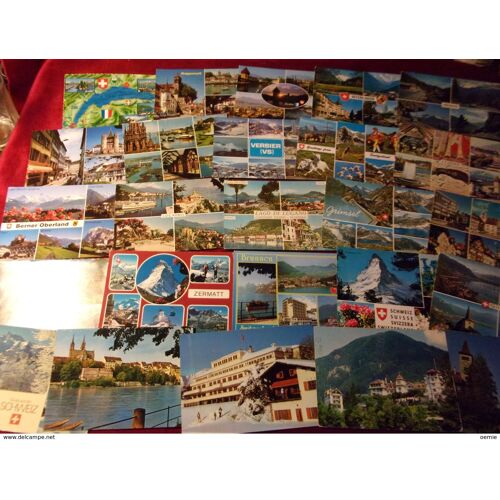 Lot De 100 Cartes Postales De Suisse Helvetia Tous Avec Timbres