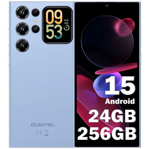 Smartphone Pas Cher OUKITEL C62 Pro 24GB+256GB 6,88"" 5150 mAh Telephone portable Android 15 13MP Camera Dural SIM 4G/NFC Bleu