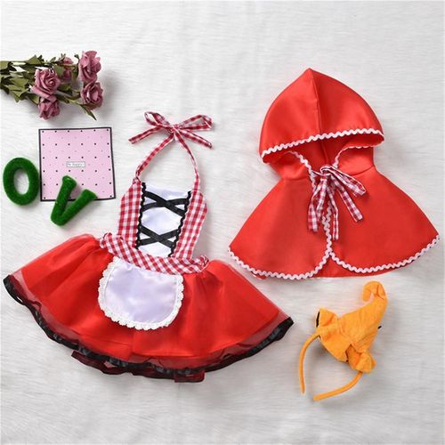 Nouveau-Né Enfant En Bas Âge Bébé Filles Licou Tutu Barboteuse Robe Rouge Manteau Petit Chaperon Rouge Tenues Fête Cosplay Costume 90