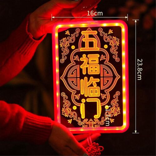 Décoration d'intérieur de la fête du printemps du Nouvel An LED Lumières de couleur Lumières lumineuses Fuzi suspendues, C