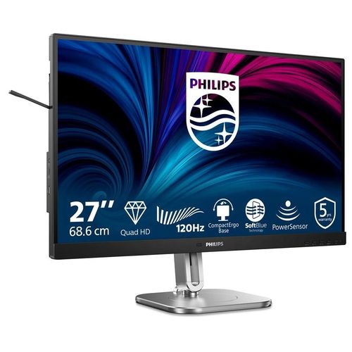 Philips 27B2N4500 - 4000 Series - écran LED - 27" - 2560 x 1440 QHD @ 120 Hz - IPS - 350 cd/m² - 1500:1 - 4 ms - 2xHDMI, DisplayPort - haut-parleurs - argent, Charbon