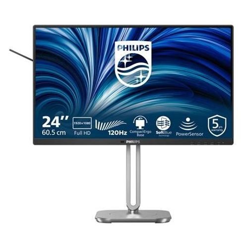Philips 24B2N4200 - 4000 Series - écran LED - 24" (23.8" visualisable) - 1920 x 1080 Full HD (1080p) @ 120 Hz - IPS - 300 cd/m² - 1500:1 - 4 ms - HDMI, VGA, DisplayPort - haut-parleurs - argent...