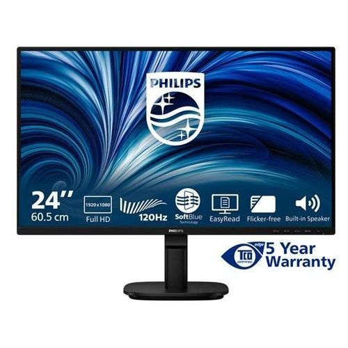 Philips 24B2N2200 - 2000 Series - écran LED - 24" (23.8" visualisable) - 1920 x 1080 Full HD (1080p) @ 120 Hz - IPS - 1500:1 - HDMI, VGA, DisplayPort - haut-parleurs - noir
