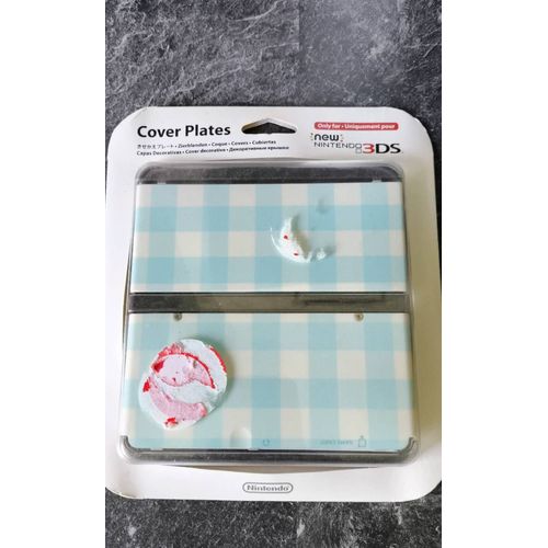 Coque news 3ds carreaux bleus et blancs