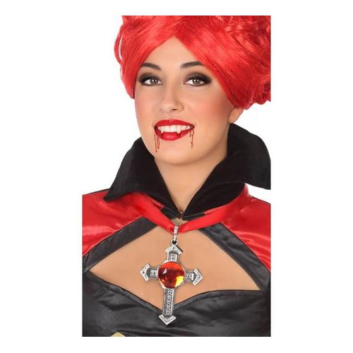 Collier Avec Croix Et Rubis Vampire 50 Cm