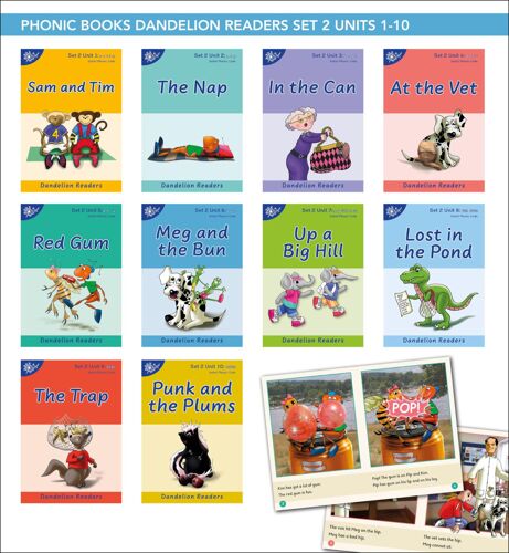 Phonic Books Dandelion Readers Set 2 Units 1-10 Sam And Tim (Alphabet Code Blending 4 And 5 Sound Words)