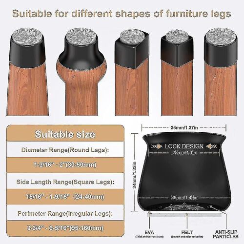 Protecteurs De Jambes De Chaise, 24 Pcs Pour Planchers De Bois Franc.Pied De Chaise En Silicone