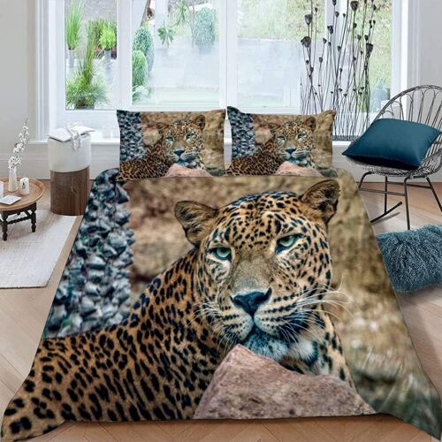 Parure De Lit L¿¿Opard Pour Adolescents Animaux Naturels Microfibre Impression D Housse De Couette Et Taie D'oreiller Pi¿¿Ces D¿¿Coration Soft Microfibre Comfort Cover