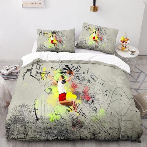 Parure De Lit Pi¿¿Ces Pour Personnes Slam Dunk De Basket-Ball Impression D Housse De Couette Xcm En Microfibre Boh¿¿Me Avec Taies D¡®Oreiller P