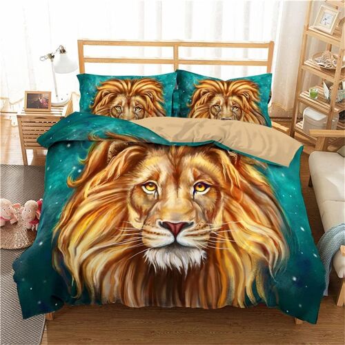 D Animal Lion Housse De Couette X Cm Et Taie D'oreiller Xcm, Microfibre Parures De Lit Avec Fermeture ¿¿Clair (X Cm,Lion C)