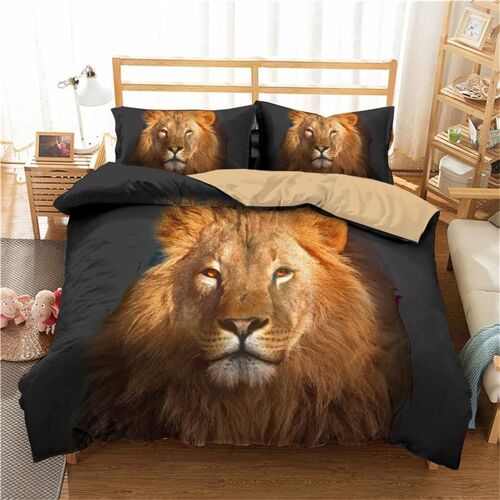 D Animal Lion Housse De Couette X Cm Et Taie D'oreiller Xcm, Microfibre Parures De Lit Avec Fermeture ¿¿Clair (X Cm,Lion D)