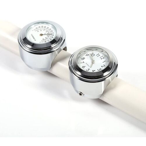 Montre Moto Guidon, 7/8" Horloge Numérique De Montage De Guidon De Moto Étanche Et Thermomètre Temps Blanc