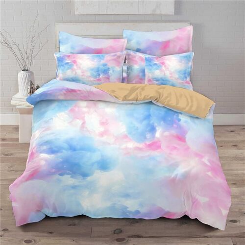 Arc-En-Ciel Parure De Lit Pour Enfant Housse De Couette Et Taies D'oreiller Xcm, Arc-En-Ciel Nuages Imprimer Housse De Couette Avec Fermeture ¿¿Clair Microfibre (X Cm,Couleur A)