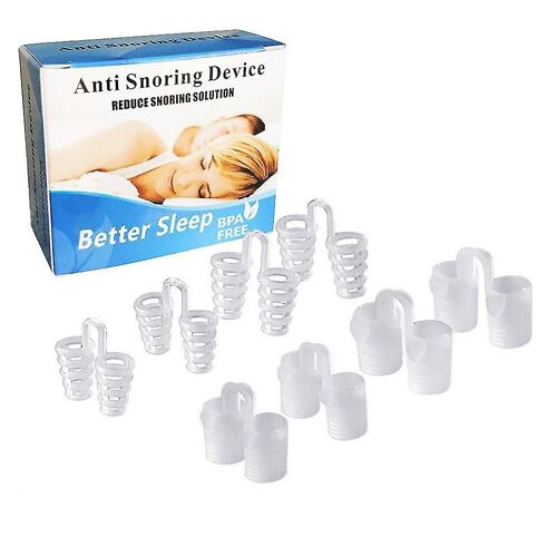 8pcs / Set Silicone Nez Vents Clip Anti Ronflement Clips Apnée Du Sommeil Dilatateurs Nasaux Dispositif Aide Au Sommeil 