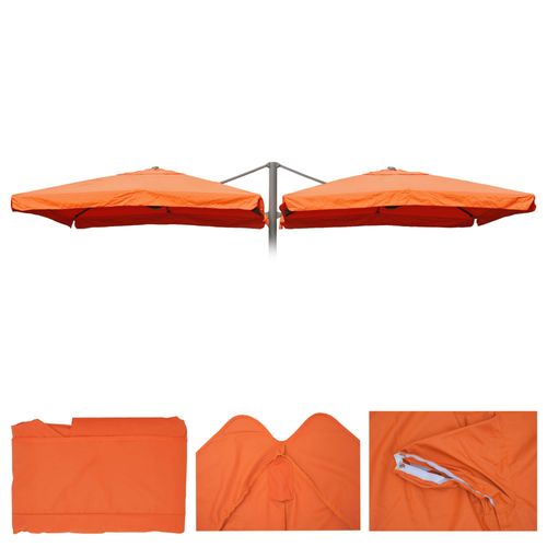 Revêtement De Parasol T44, 8 Baleines 3x3m Polyester, Pour Double Parasol T44   Terre Cuite Avec Flap