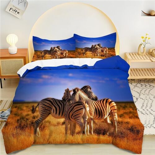 Parure De Lit X Enfant Prairie Africaine, Z¿¿Bre Housse De Couette X Microfibre Housse Couette Personne Avec Fermeture ¿¿Clair, Ensemble De Literie Avec Taie D'oreillers X Cm