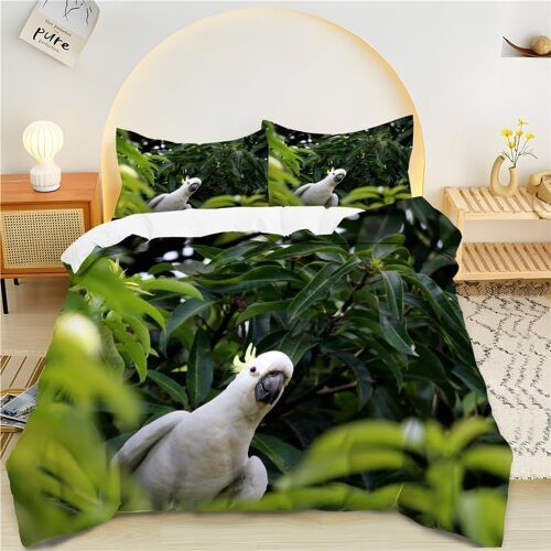 Housse De Couette X Plantes Vertes, Perroquet Parure De Lit Personnes Microfibre Doux Respiran Housse Couette Avec Fermeture ¿¿Clair, Ensemble De Literie Avec Taie D'oreillers X C