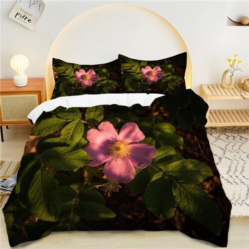 Housse De Couette X Plantes Vertes, Fleur Parure De Lit Personnes Microfibre Doux Respiran Housse Couette Avec Fermeture ¿¿Clair, Ensemble De Literie Avec Taie D'oreillers X Cm