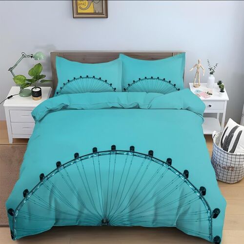 Parure De Lit X Enfant Bleu, Grande Roue Housse De Couette X Microfibre Housse Couette Personne Avec Fermeture ¿¿Clair, Ensemble De Literie Avec Taie D'oreillers X Cm