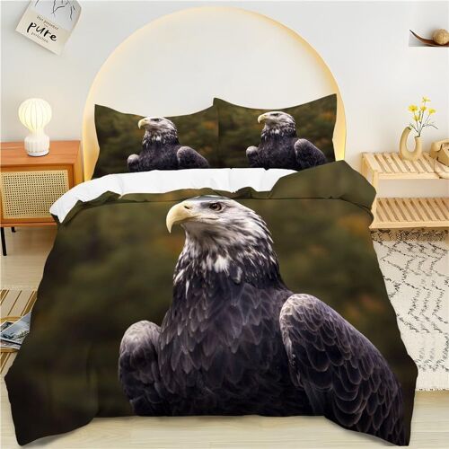Housse De Couette X Brun, Aigle Parure De Lit Personnes Microfibre Doux Respiran Housse Couette Avec Fermeture ¿¿Clair, Ensemble De Literie Avec Taie D'oreillers X Cm