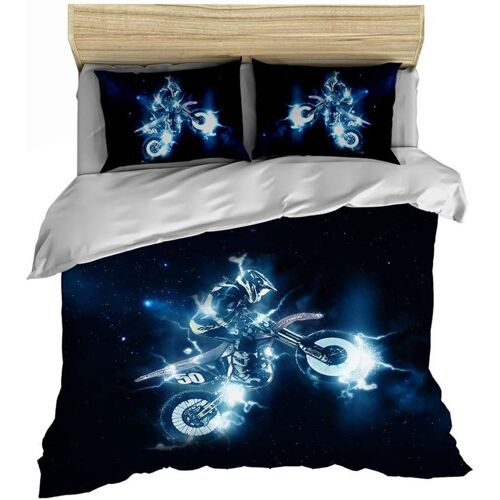 Parures De Lit D Moto Autoroute Chevalier Limite Sports Voiture De Course Passion Capture Num¿¿Rique Impression Housse De Couette Fermeture ¿¿Clair Polyester-Coton (Stunt Moto, _X__C