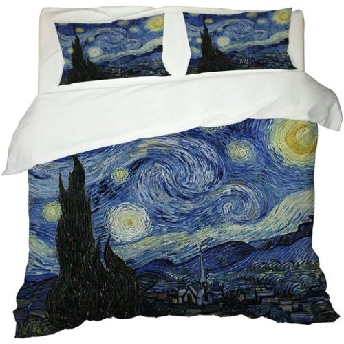 Housse De Couette Enfant,Van Gogh Starry Night,Avec Taies D'oreiller Microfibre Touch¿¿ Ultra Doux Facile D'entretien Lavable Souple Polyester Parure De Lit