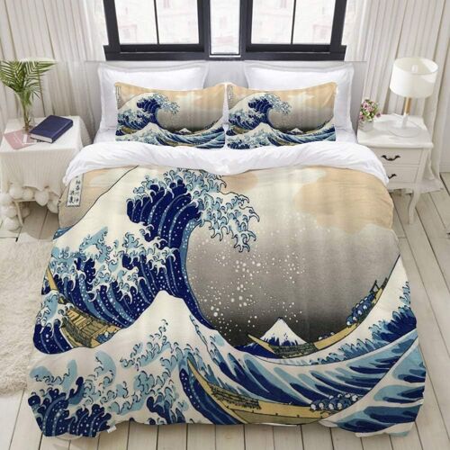 Housse De Couette, La Grande Vague Japonaise Hokusai Peinture Sous Une Vague Au Large De Kanagawa, Ensemble De Literie Ensembles De Microfibre De Luxe Ultra Confortables Et L¿¿Gers