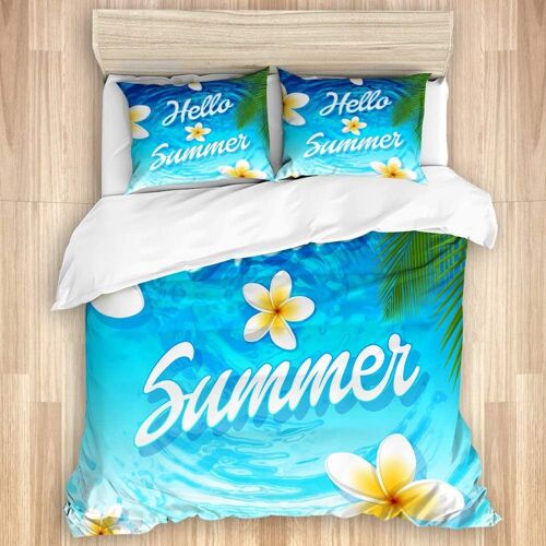 Parure De Lit Adulte,Bonjour ¿¿T¿¿ Plage Fleurs, Housse De Couette Xcm+ Taies D'oreillers Xcm