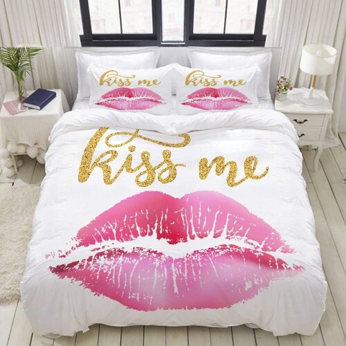 Parure De Lit Adulte,Housse De Couette,Embrasse-Moi Main Textur¿¿E Paillettes D'or, Housse De Couette X Cm+ Taies D'oreillers X Cm