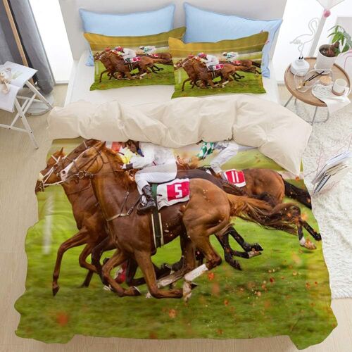 ¿¿Quitation, Courses Hippiques, Sur, Pr¿¿ Vert£¬Housse De Couette En Microfibre X Cm+ Taies D'oreillers Xcm