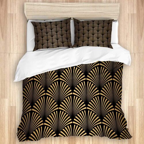 Beige Parure Lit£¬Mod¿¿Le Art D¿¿Co Sans Couture Or Noir£¬Housse Couette Et Taies D'oreiller Microfibre Avec Fermeture ¿¿Clair Xcm