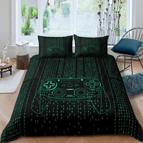 Duvet Cover Setsets De Housse De Couette Vert Console De Jeu Poign¿¿E Simple Xcm Douce Et Confortable % Microfibre Taies Oreiller Xcm Parure De Lit Personnes Literie \Uben
