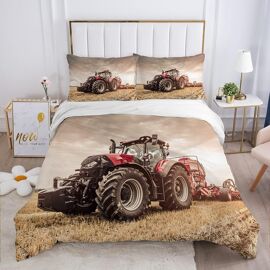 Housse De Couette X Tracteur Rouge Adulte Parure De Lit Personne En Microfibre Avec Fermeture ¿¿Clai, Housse De Couette X Cm Avec Taie D'oreill