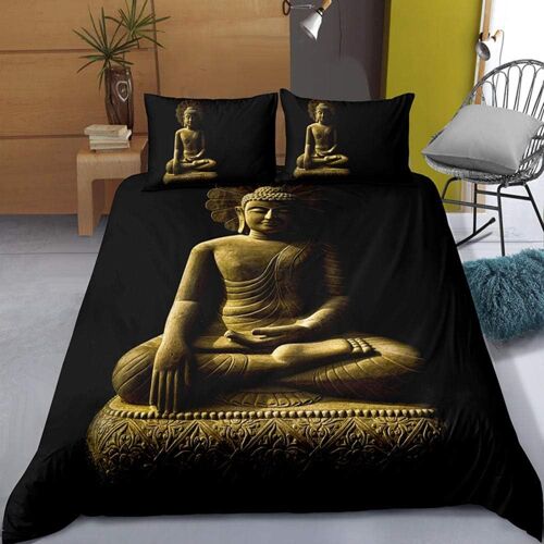 Parures De Lit Sets Bouddha Xcm Pi¿¿Ces Housse Couette Microfibre Confortable Ensemble Literie Chambre ¿¿ Coucher ¿¿L¿¿Gant Classique Lit Imprim¿¿