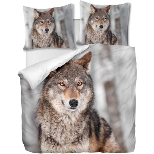 Parure De Lit Pi¿¿Ces Avec Housse De Couette Et Taies D'oreiller,Loup Gris, X Cm / X Cm X , (Multi , Xcm)
