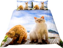 Parures De Lit / Personnes Chaton Chat Animal D / Housse De Couette Avec Fermeture Eclair Microfibre Taie D'oreiller Bleu Grise Marron Automne Hiver Literie (Color , _X__Cm)