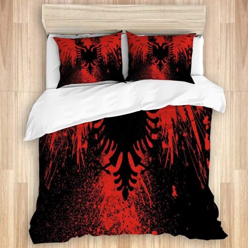 Parure De Lit Adulte,Drapeau Albanais, Housse De Couette X Cm + Taies D'oreillers X Cm